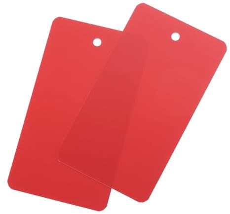 QUARKZMAN 200 Stück Versandanhänger wasserdichte, 9 * 5cm PVC Blanko Kunststoffanhänger Rechteckig für Namensetiketten Kleidung Anhänger Geschenkverpackung, Rot