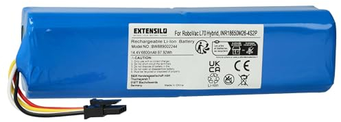 EXTENSILO Akku kompatibel mit Eufy RoboVac L70 Hybrid, L70 Hybrid T2190G21, L70 Hybrid T2190 Saugroboter (6800 mAh, 14,4 V, Li-Ion)