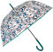 PERLETTI Grand Parapluie Cloche Transparent pour Femme Fille - Parapluie Automatique Coupe Vent avec Feuilles Vertes - Ombrelle Solide Léger Résistant au Vent - Diamètre 89 cm (Feuilles)