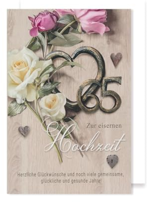 Eiserne Hochzeit 65 Hochzeitstag Karte Grußkarte Eisernes Herz 16x11cm