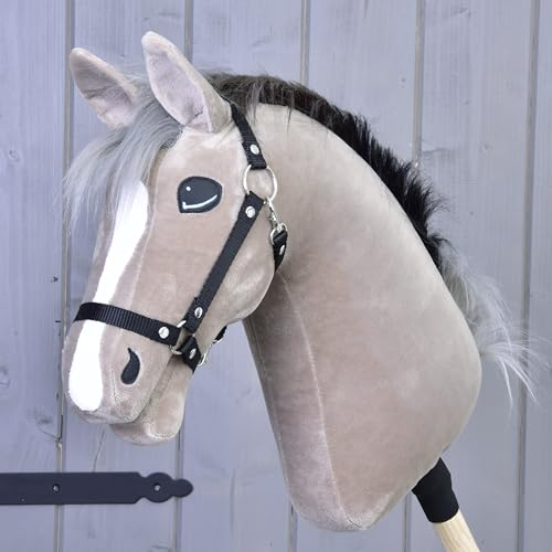 LarDen Hobby Horse - Braun Steckenpferd Piccolino mit Halfter M, HANDGEFERTIGTES Stockpferd Für Kleine, Große Kinder mit Zubehör | Spielpferd, Pferd Zum Reiten Spielzeug, Hobby Horsing, Hobbyhorse