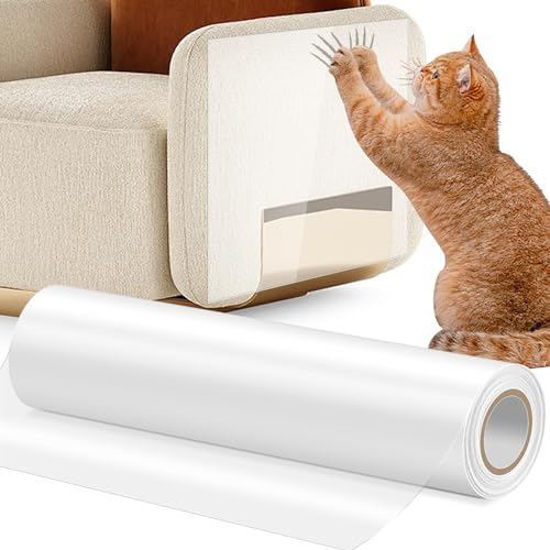 Rigidstone Kratzschutz Katze Tape, Sofa Transparent Katze Kratzschutz 5m x 30cm Kratzfolie Selbstklebend für Katzenfür Möbel Couch Tür Wand Kratzabwehr