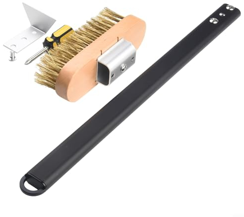 Pizza Oven Brush, Oven Brush Set, Pizza Stone Brush Cleaning Brush With Adjustable Handle Stainless Steel Scraper