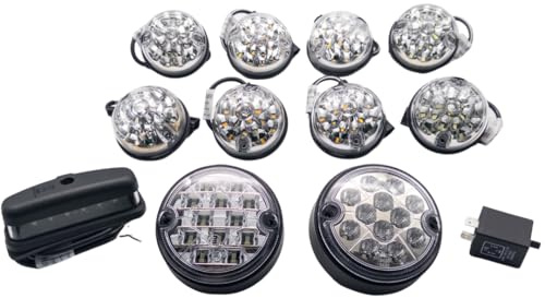SERTPLAS Defender LED Scheinwerfer 12 Teilig, LED Scheinwerfer Klar Defender td4 - td5, Deluxe Upgrade SET mit Halo und E-Zertifikat für 1990-2016 90/110 Weiße Linse