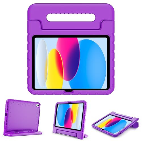 ProCase Funda Infantil para iPad 10ª Gen 10,9 2022 y iPad (A16) 11ª Gen 11 2025 (A3354 A3355 A3356), Funda Protectora Anti Caídas con Soporte para Apple Pencil A2696 A2757 A2777-Púrpura