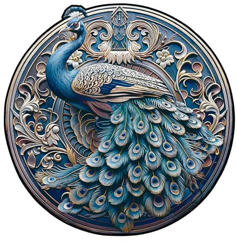 KAAYEE Holzpuzzle Erwachsene, Puzzle Holz Retro Pfau, Wooden Puzzle Unregelmäßige Einzigartige Form Puzzleteile, Holzpuzzle Tierform, Holz Puzzle Mit Geschenkbox Aus Holz