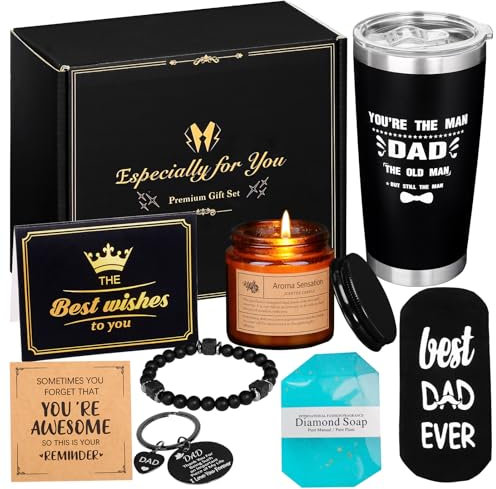 Regalos Hombre Originales Navidad Ideas Joven Taza Tarjeta Calcetines Jabón Aromaterapia Cumpleaños Regalo del Día del Padre Navidad para Papá Marido (Regalos para papá (D))
