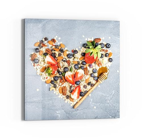 DEQORI Glasbild Echtglas | Motiv Herz der Gesundheit | quadratisch einteilig 50x50 cm | schöne Dekoration | Wandbild für Wohnzimmer, Schlafzimmer, Flur & Küche | moderne Wanddeko