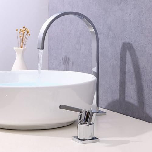 ZYCDP Robinet Lavabo 2 Trous Mitigeur Salle de Bain Chrome, Robinet de Salle de Bains Monocommande Mitigeur Salle de Bain Cascade Laiton