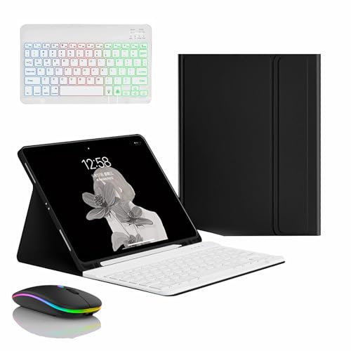 JZCZMCE Funda con Teclado para Samsung Galaxy Tab S8 Ultra 14.6'' 2022, Contiene Ñ, Teclado Retroiluminación Inalámbrico Desmontable Magnético con Ratón Bluetooth,Negro