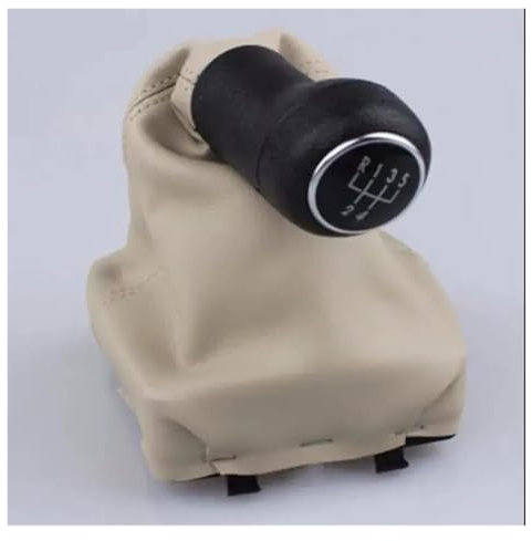 Gear Schaltknauf Für VW Für Polo 9N 9N2 GTI 2002 2003 2004 2005 2006 2007 2008 2009 2010 Hebel Stick Boot Abdeckung 5 Geschwindigkeit Auto Schaltknauf Schaltknauf Knauf(Beige)