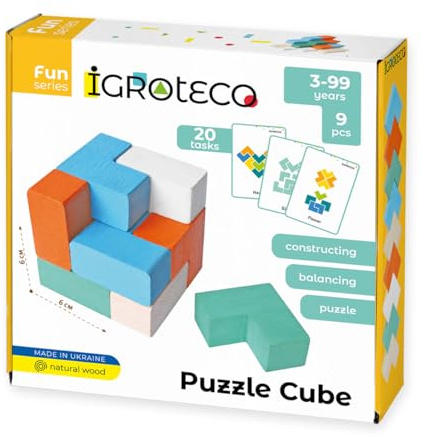 Igroteco® 3D Holzpuzzle – Farbenfrohes Knobelspiel für Kinder ab 3 Jahren – Fördert Logik, Feinmotorik & Konzentration – Nachhaltiges Lernspielzeug aus Holz
