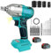 Cordless Impact Wrench，New Upgrades Brushless Impact Gun for，Apply to Makita 18V Battery, 1/2 inch Electric Impact Driver, 3200rpm & 550N.m, 16pcs Accessories for Car Tire DIY Craft（2 Battery）
