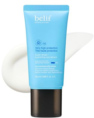 belif Super Drops Suero Solar SPF 50 50ml – Hidratante, Ligero y No Graso – Protección UVA/UVB – Cuidado Facial Coreano