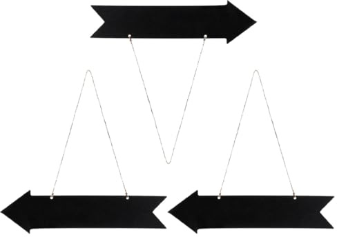 HINTRMENT Lot de 3 Panneaux Directionnels en Bois Surface Ardoise Lisse, Petits Tableaux Noirs Suspendus pour Décoration Murale, pour Fêtes, Mariages et Signalétique Intérieure