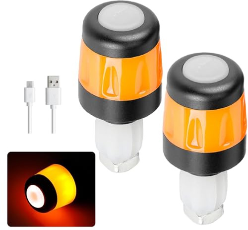 Utensy LED Lenkerleuchte, für Elektroroller, Wiederaufladbar, Blinker Lenkerstopfen für Xiaomi und Segway Ninebot, Fahrrad und E Scooter Zubehör (Schwarz/Orange)