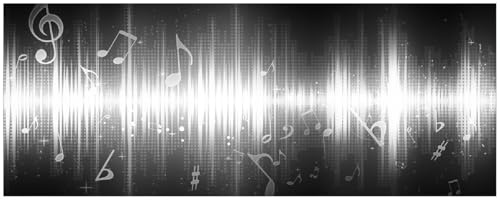 Wallario Memoboard aus Glas mit Motiv, Magnet-Tafel in 32 x 80 cm in Premium Qualität Noten der Musik in schwarz und weiß