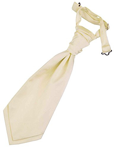 DQT Boys Plain Satin Pre-Tied Scrunchie Cravat - Wedding Pageboy Formal - Champagne