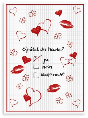 KRACHT, Halbleinen Geschirrtuch, Druck Spülst du Heute, Format 50/70