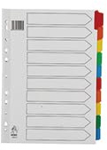 A4 Mylar Divider 10-Part White With Multi-Colour Tabs