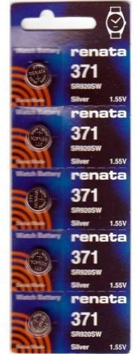 Renata #371 Silver Oxide Battery - 5 Pack by Renata