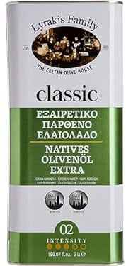 Huile d’Olive Lyrakis Family 5L – Extra Vierge Grecque, Premium Première Pression à Froid, Riche en Polyphénols, Olives Récoltées à la Main, Nouvelle Récolte, Jus Frais de Crète – Depuis 1975
