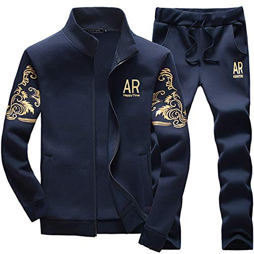 MANLUODANNI Men's Tracksuit Sets Bottoms Full Zip Jogging Gym Suit Jacket with Pockets, M, 078blue
