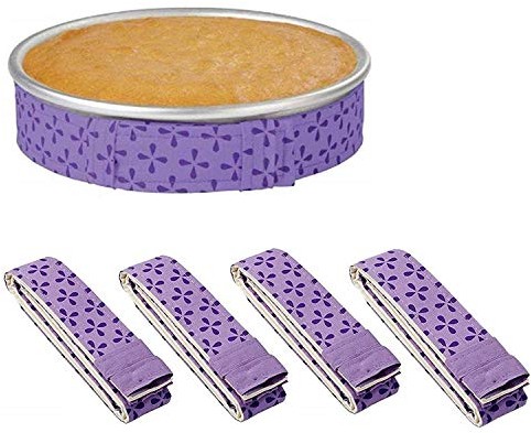 Winerming 4-Piece Bake Even Strips, Super Absorbent Thick Cotton, Keeps Cakes More Level and Prevents Crowning with Cleaner Edges