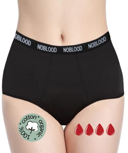 NoBlood Perioden Unterwäsche = 2-3 Tampons - Waschbar - Baumwolle - Ökologisch - Menstruation - Unterwäsche für die Periode - Periodenslips - Absorbierend - Mädchen Damen - XXS / 4XL (Basisch, XS)
