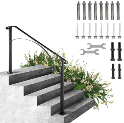 BuoQua Rampe d'Escalier Garde-Corps pour Escalier Main Courante Noire pour Escalier Rampe en Forme Arche (4 à 5 Marches)