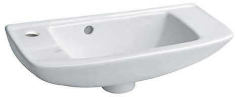West Edgewood - Fregadero de baño pequeño de 20 pulgadas, lavabo de cerámica blanca con revestimiento de porcelana, fregadero flotante con desbordamiento y agujero de grifo de lado izquierdo