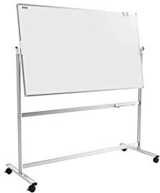 ALLboards Mobiles Whiteboard 220x100cm Magnettafel, Fahrbare Drehtafel, Beidseitig, Magnetisch, Trocken Abwischbar