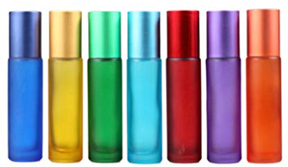 Milisten Botellas de Vidrio de 7 Piezas Botella de Perfume Roll-On Vacía Botella de Aceite Esencial Botella de Viaje de Aroma Recargable para Viaje de Viaje a Casa (7 Colores)