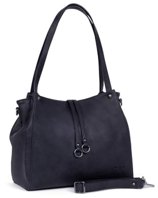 Hexagona Paris - Sac porté épaule 2 anses - pour Femme - Collection Gracieuse - Noir - en Synthétique - Porté Epaule - Sac a Main Femme - Sac bandoulière - Petit Sac - Sac à Main bandoulière L : 30 x h : 24 x P : 16 cm
