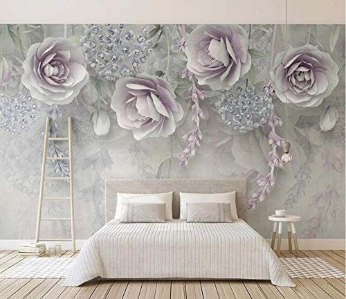 Mural Wallpaper Lilac Flower Relief Flowers Wallpaper 3D Murals for Bedroom Wallpaper Living Room Art Deco,430cmx300cm