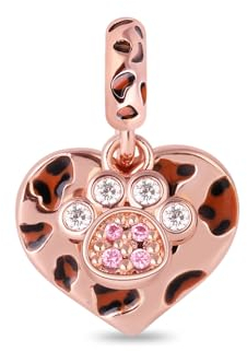 GNOCE 925 Sterling Silber Charms Hundepfote Katzenpfote Personalisierter Haustier Charm Anhänger mit Roségold Beschichtung und Gravur Bestes Geschenk für Sie