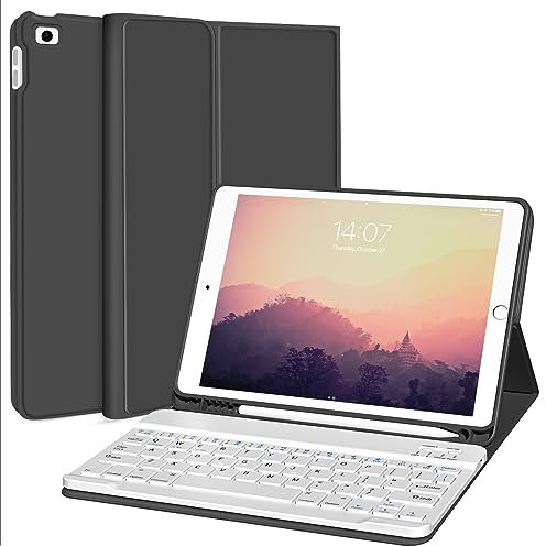 Funda para iPad 2018/2017/Air2/1 con teclado (negro)