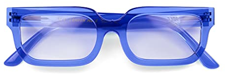 LONDON MOLE BRILLEN | Icy Lesebrille | Rechteckige Gläser | Coole Leser | Herren Damen Unisex | Stylische Lesebrille | Federscharniere | Transparentes Blau | Vergrößerung +3,0