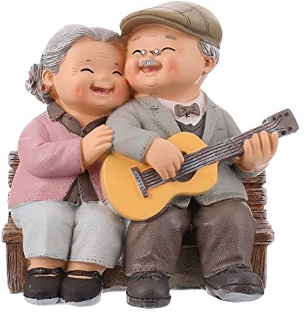 Älteres Paar Figur Opa Oma Kuchen Topper Großeltern Torte Topper Tortenfigur Kuchendeckel Statue Skulptur Desktop Ornament für Valentinstag Jubiläum Party Dekoration