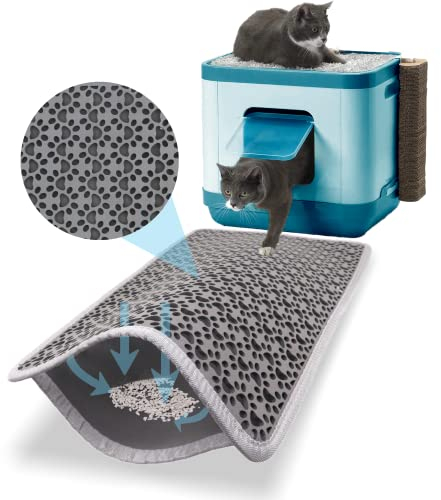 Bazerga Katzenklo Matte, Katzenstreu Katzenmatte Katzenklo Unterleger Katzenklo Vorleger Wasserdichte Doppelte Schichte Entwurf Matte%100 EVA aus Katzentoiletten & Zubehör (38-61 cm, Grau)