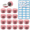 ZEOABSY 20 Pièces 5 ML Vide Rose Pots en Aluminium Cosmétiques Pot Canettes Bocaux Conteneurs 5ml for Fait Main Bougies Crème Baume Voyage, 5X cuillère, 1x Étiquettes