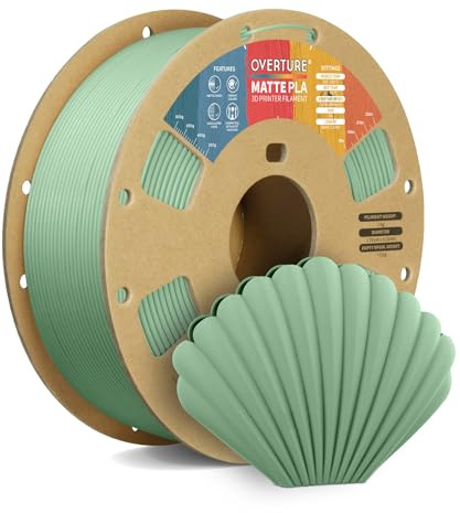 OVERTURE Matte PLA 3D Printer Filament 1.75mm, 1kg Light Green | Frosted Matt Finish Hides Layer Lines, Accuracy +/- 0.02mm, Fit Most FDM Printer (Light Green)