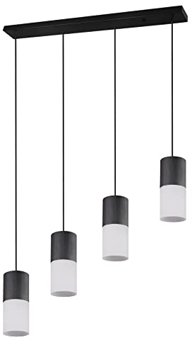 Trio Leuchten Pendelleuchte Robin 310600401, Metall Schwarz matt, Glas weiß matt, exklusiv 4x E27