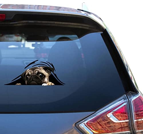 Camellia Print Mops-Aufkleber für Auto, wasserdicht, UV-beständig, lebendiges Design, einfache Anwendung und lange Haltbarkeit. (Mops-Auto-Aufkleber)