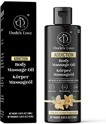 Organic - Vanilla Edible Full Body Massage Oil - No Stain & Non-Sticky | with Fractionated Coconut Oil, Vanilla & Jasmin Oil | for Massage Therapy - 4.05 Fl Oz