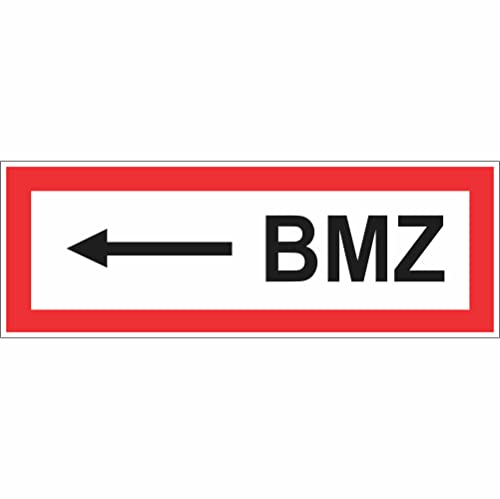 Indigos UG - Schild Brandschutz BMZ - Brandmeldezentrale - 29,70x10,50cm - Warnung - Sicherheit - Hotel, Firma, Haus - Aluverbundplatte 3mm