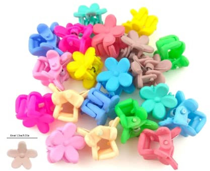 50Pcs Flower Hair Clip 0.51 inch Mini Flower Clips Plastic Hair Claw Clip Small Bangs Hairpin for Women Girls Toddlers