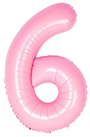 Oblique Unique® Folien Luftballon mit Zahl Nummer in Rosa für Kinder Geburtstag Mädchen Jubiläum Party Deko Ballon Folienballon (Nr. 6)