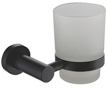 Black Wall Mounted Bathroom Accessories Stainless Steel Hand Towel Ring Rail Vanity Shelf Modernity (Glass Toothbrush Holder)