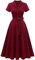 Wedtrend Swing Cocktailkleid Petticoat Kleid Damen Rockabilly Kleider Damen Elegant Abendkleid Midi mit Ärmeln Informell Freizeitkleid WTP30001 Burgundy XL